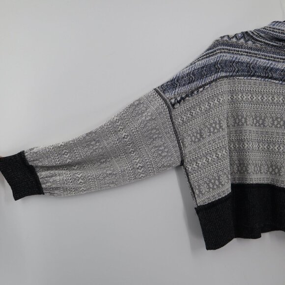 We The Free At The Lodge Fair Isle Sweater Womens S Gray Boho Casual Baggy Loose - Picture 9 of 16